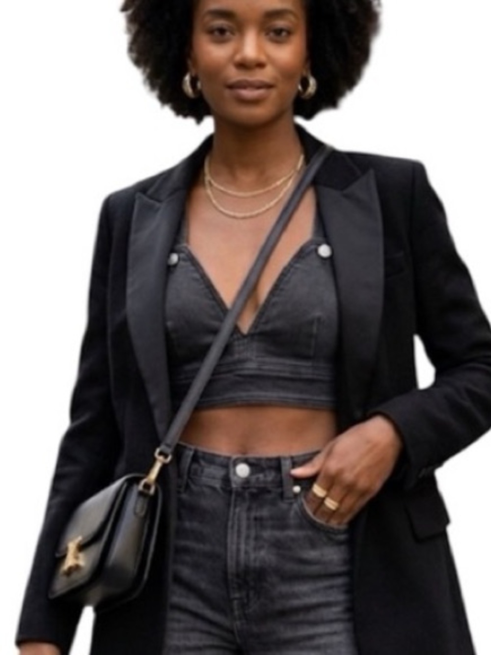 Wild Fable Women's Black Denim Crop Top Side Zip Size: XXS